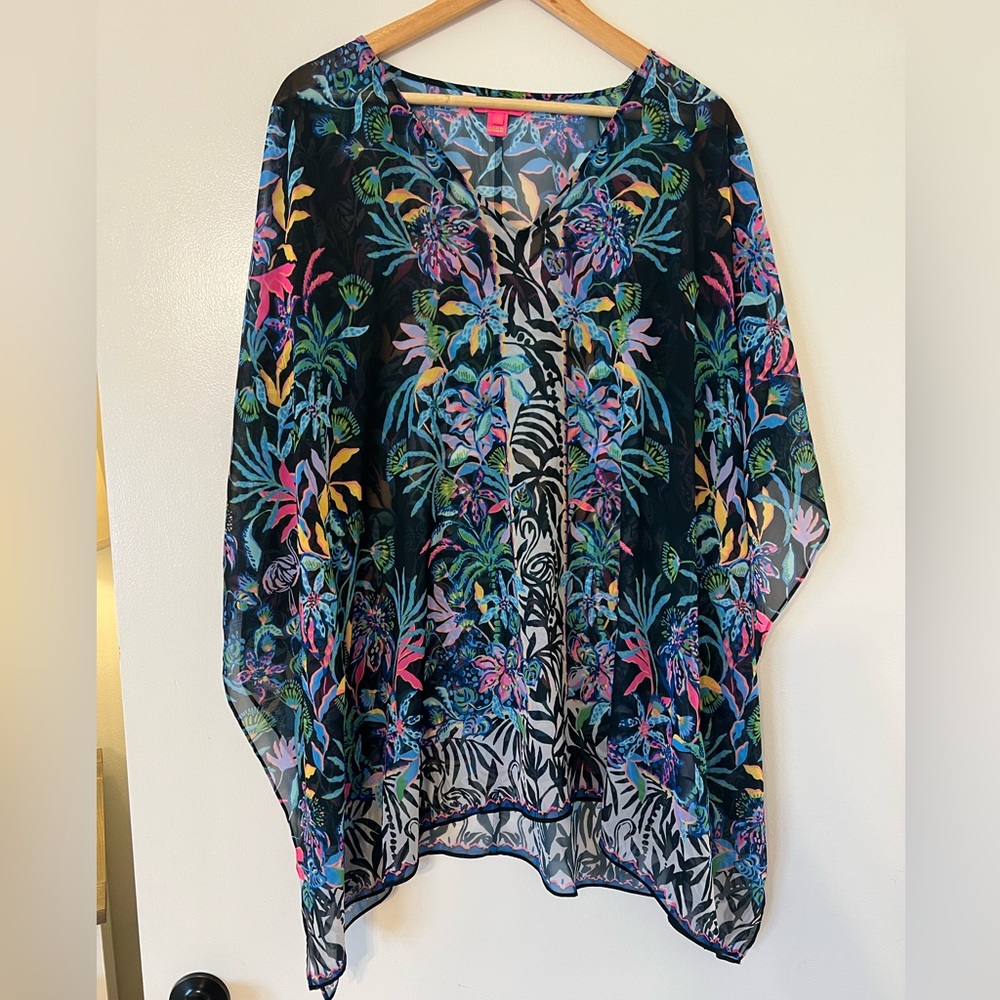 Lilly Pulitzer Skyla Onyx Paradise Glow Engineered Swim Coverup - L/XL